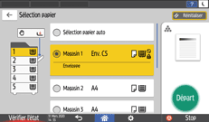 Illustration de l'écran du panneau de commande
