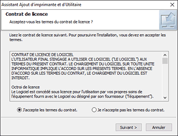 Illustration du programme d'installation du pilote