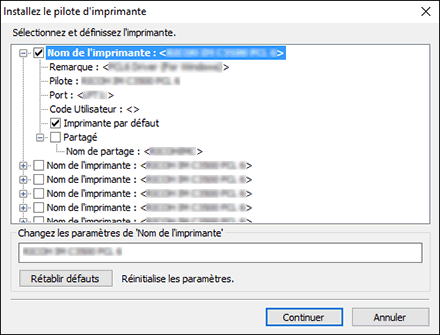Illustration du programme d'installation du pilote