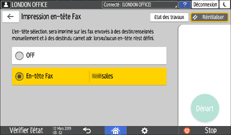 Illustration de l'écran du panneau de commande