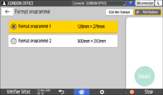 Illustration de l'écran du panneau de commande