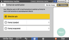 Illustration de l'écran du panneau de commande