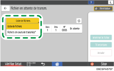 Illustration de l'écran du panneau de commande