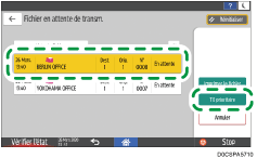 Illustration de l'écran du panneau de commande