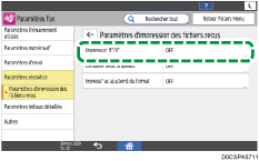Illustration de l'écran du panneau de commande