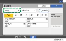 Illustration de l'écran du panneau de commande