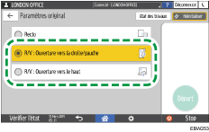 Illustration de l'écran du panneau de commande