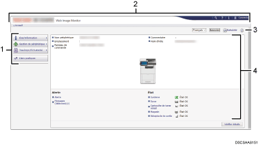 Illustration de l'écran du navigateur Web avec légende numérotée