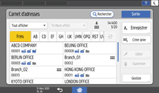 Illustration de l'écran du panneau de commande