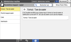 Illustration de l'écran du panneau de commande