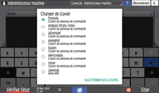 Illustration de l'écran du panneau de commande