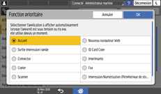 Illustration de l'écran du panneau de commande