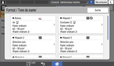Illustration de l'écran du panneau de commande