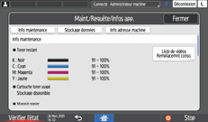 Illustration de l'écran du panneau de commande