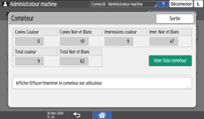 Illustration de l'écran du panneau de commande