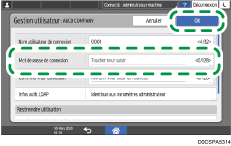 Illustration de l'écran du panneau de commande