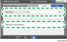 Illustration de l'écran du panneau de commande