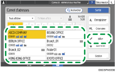 Illustration de l'écran du panneau de commande