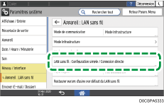 Illustration de l'écran du panneau de commande