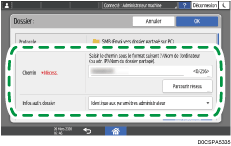 Illustration de l'écran du panneau de commande