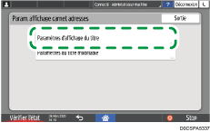 Illustration de l'écran du panneau de commande
