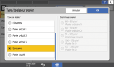 Illustration de l'écran du panneau de commande