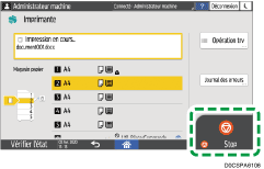 Illustration de l'écran du panneau de commande