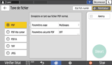 Illustration de l'écran du panneau de commande