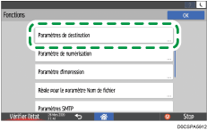 Illustration de l'écran du panneau de commande