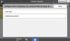 Illustration de l'écran du panneau de commande