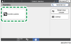 Illustration de l'écran du panneau de commande