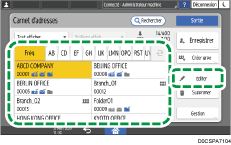 Illustration de l'écran du panneau de commande