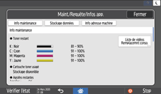 Illustration de l'écran du panneau de commande