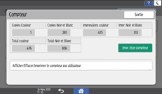 Illustration de l'écran du panneau de commande