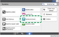 Illustration de l'écran du panneau de commande