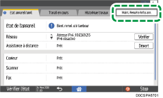 Illustration de l'écran du panneau de commande