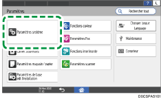 Illustration de l'écran du panneau de commande