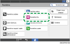 Illustration de l'écran du panneau de commande
