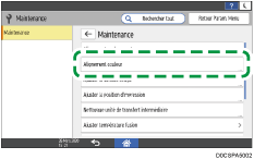 Illustration de l'écran du panneau de commande