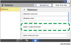 Illustration de l'écran du panneau de commande
