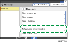 Illustration de l'écran du panneau de commande