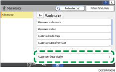Illustration de l'écran du panneau de commande