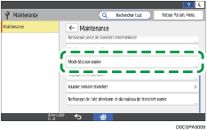 Illustration de l'écran du panneau de commande