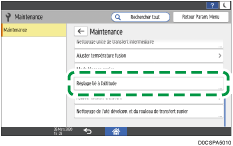 Illustration de l'écran du panneau de commande