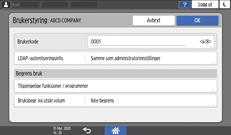 Illustrasjon av betjeningspanelet