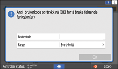 Illustrasjon av betjeningspanelet