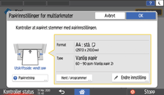Illustrasjon av betjeningspanelet