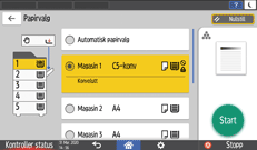Illustrasjon av betjeningspanelet