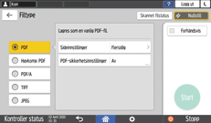 Illustrasjon av betjeningspanelet