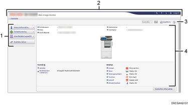 Bild av webbläsarfönster med numrerade detaljer